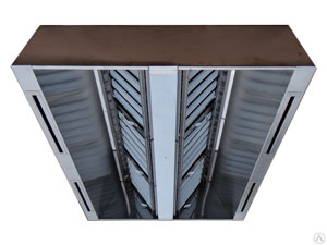 Пристенный приточно-вытяжной зонт для вентиляции с подсветкой и жироуловителями из нержавеющей стали